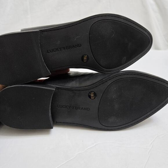 NWOB Lucky Brand Pentt Bootie Black Leather Studded Mule Booties 7.5M Slip-on - Picture 9 of 10